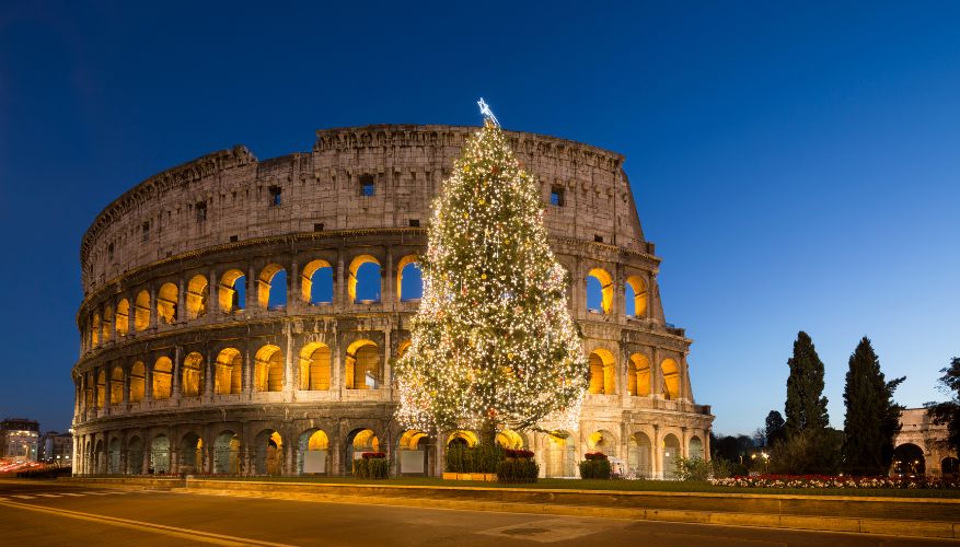 Christmas tree outside the Colosseum in Rome